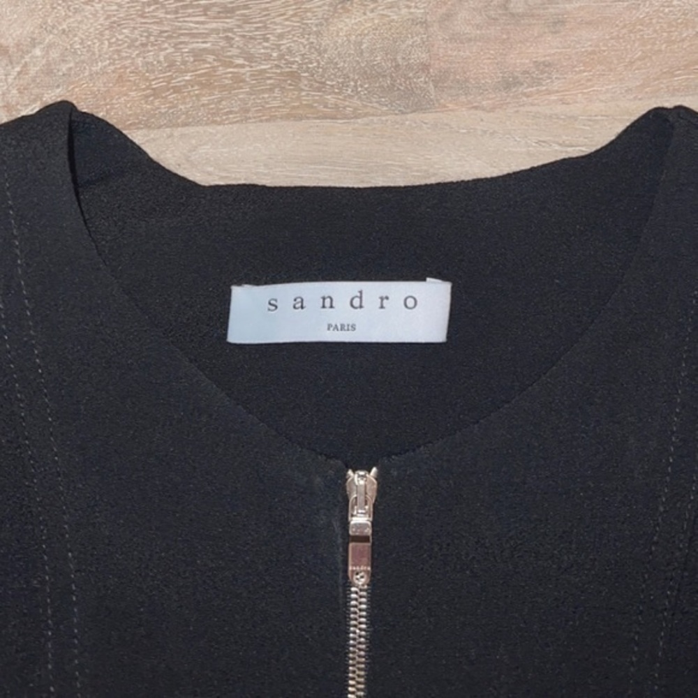 Sandro Paris Rosie Black Crepe Long Sleeve Dress Size‎ Small - Picture 3 of 15